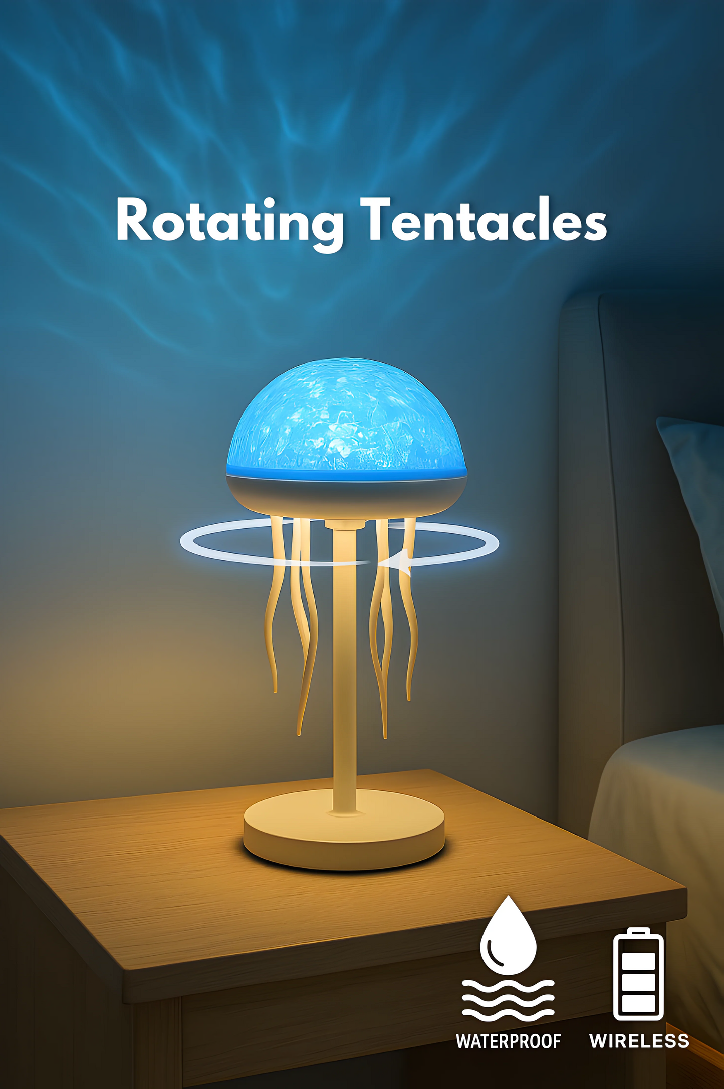 Bionic Jellyfish Night Light,USB Rechargeable with Voice Control,Dancing Tentacles,5 RGB Gradient,Floating Lamp,Bedroom Decor Drexa