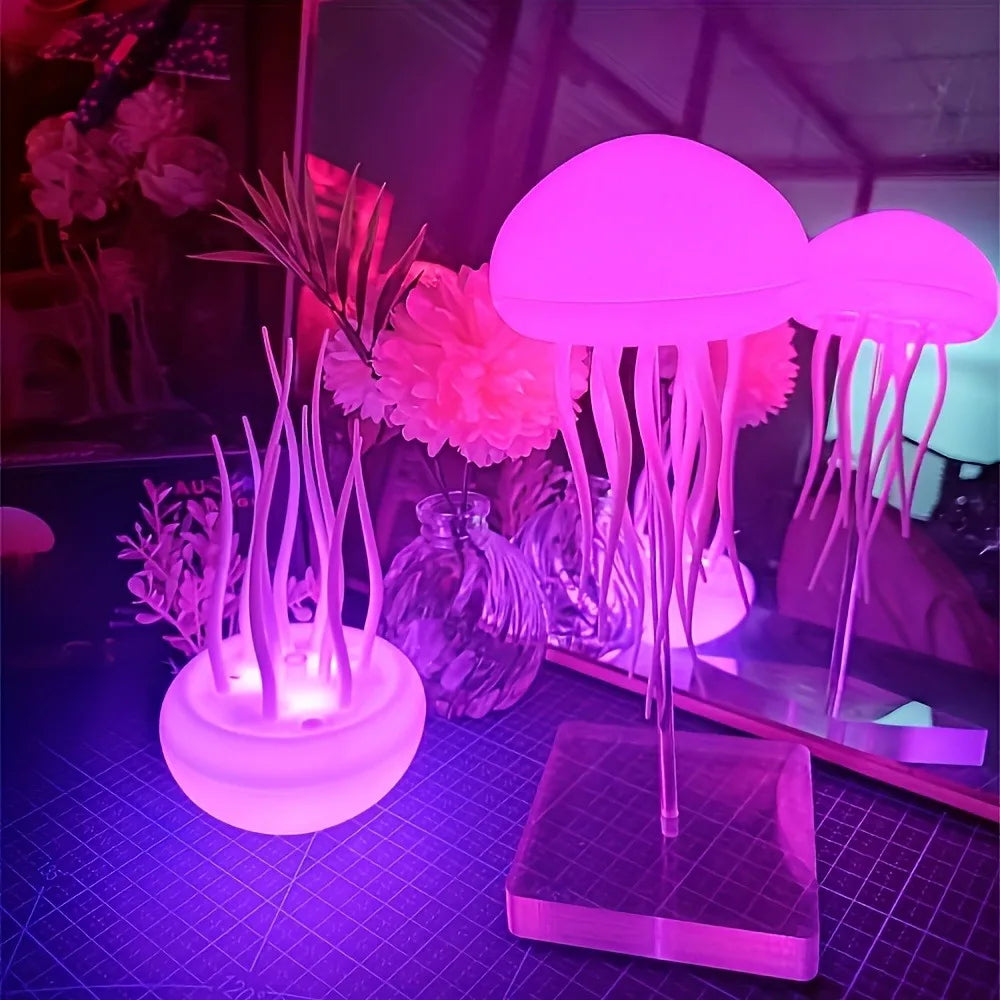 Bionic Jellyfish Night Light,USB Rechargeable with Voice Control,Dancing Tentacles,5 RGB Gradient,Floating Lamp,Bedroom Decor Drexa