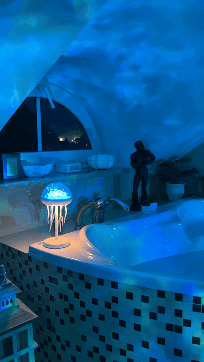 Bionic Jellyfish Night Light,USB Rechargeable with Voice Control,Dancing Tentacles,5 RGB Gradient,Floating Lamp,Bedroom Decor Drexa