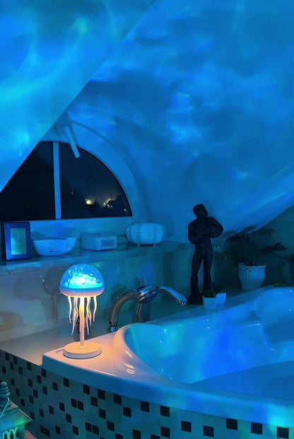 Bionic Jellyfish Night Light,USB Rechargeable with Voice Control,Dancing Tentacles,5 RGB Gradient,Floating Lamp,Bedroom Decor Drexa