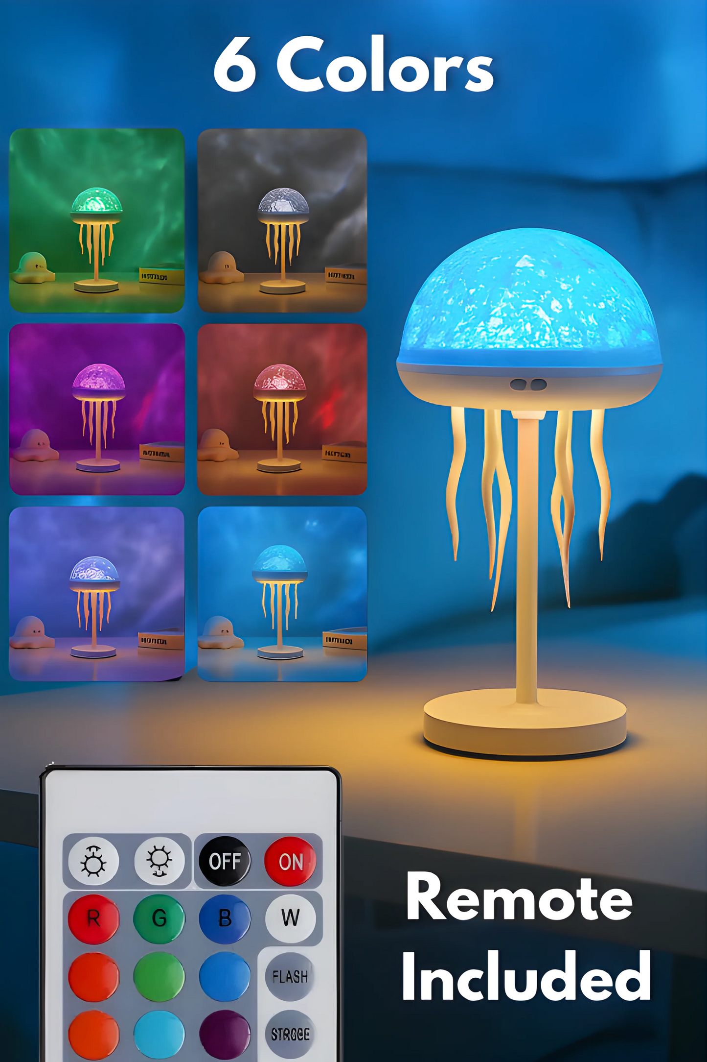 Bionic Jellyfish Night Light,USB Rechargeable with Voice Control,Dancing Tentacles,5 RGB Gradient,Floating Lamp,Bedroom Decor Drexa